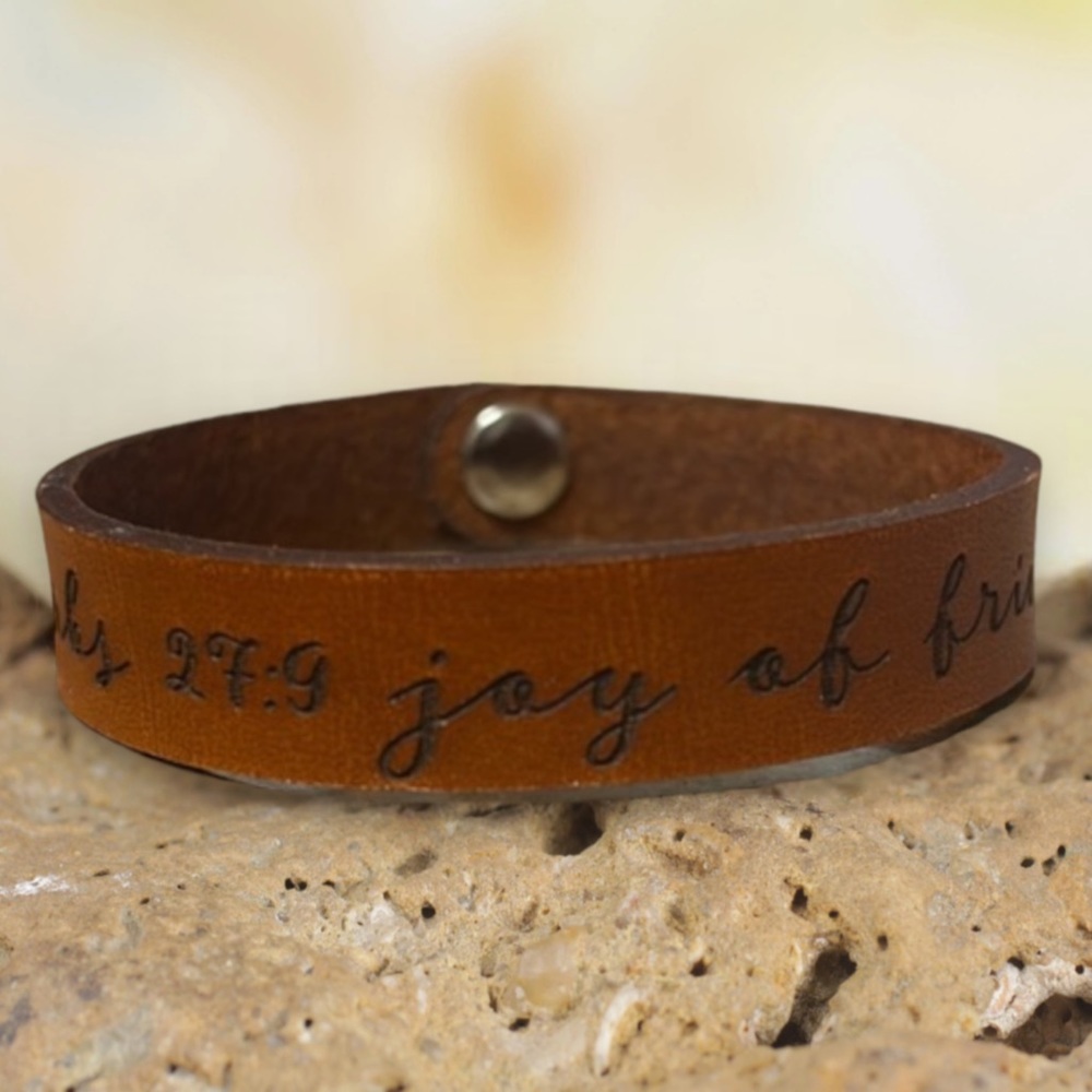 Proverbs 27:9 Joy of Friendship Leather Bracelet